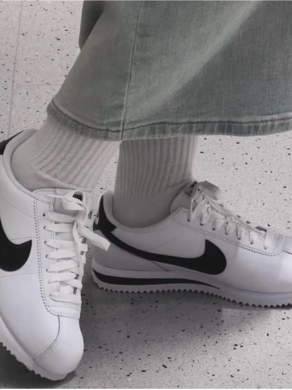 Nike White and Black Kids' Cortez Sneakers